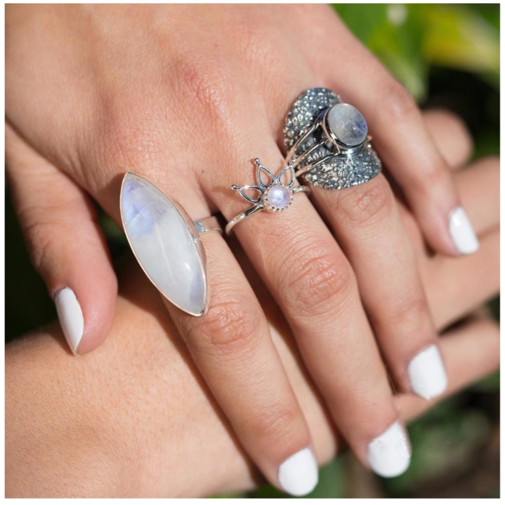 Moonstone Almond Bliss Ring, size 6 - Picture 3 of 6